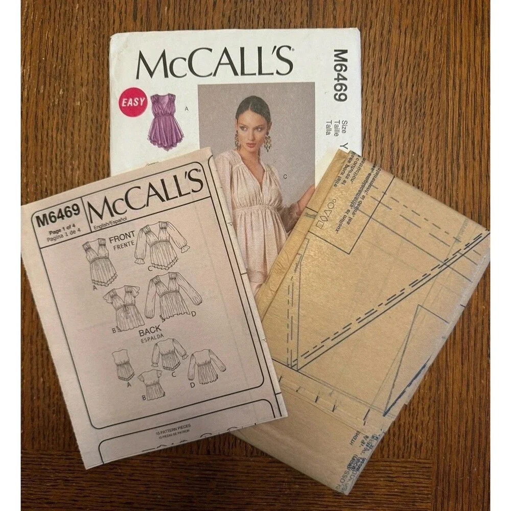 McCalls 6469 Blouse Tops Shirts Ruffles Misses Easy Sewing Pattern Sizes XS-S-M